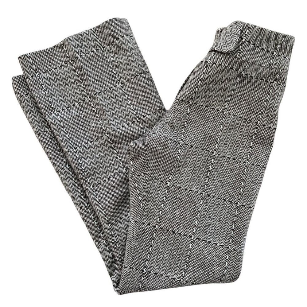 Kate Cooper 70s Style Wide Leg Trousers Brown Tweed Wool Check Print 8